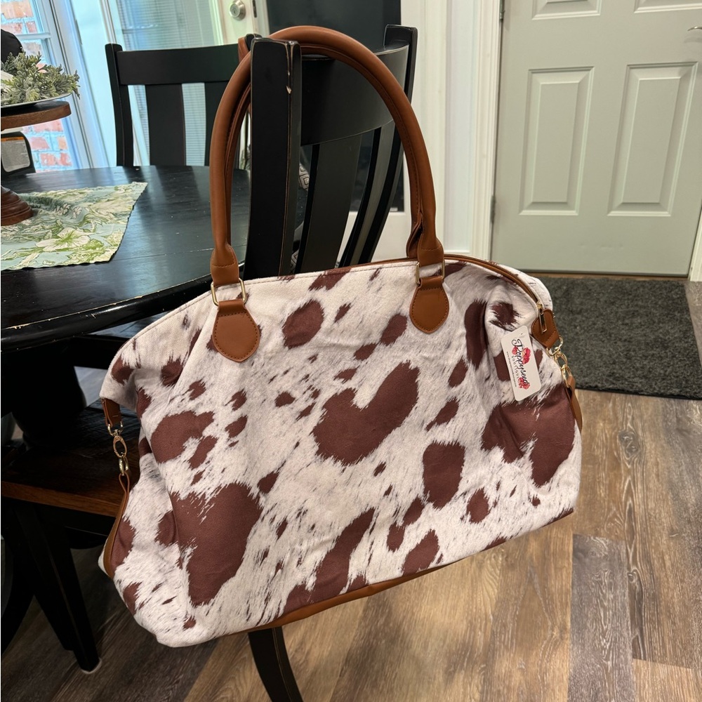 NWT, Faux Cowhide Willow Overnight Bag